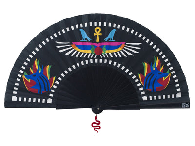 Khu Khu Eternal Flame Hand-fan, from the Breath of Life Hand-fan Collection - Magical, ancient-Egyptian inspired hand-fans