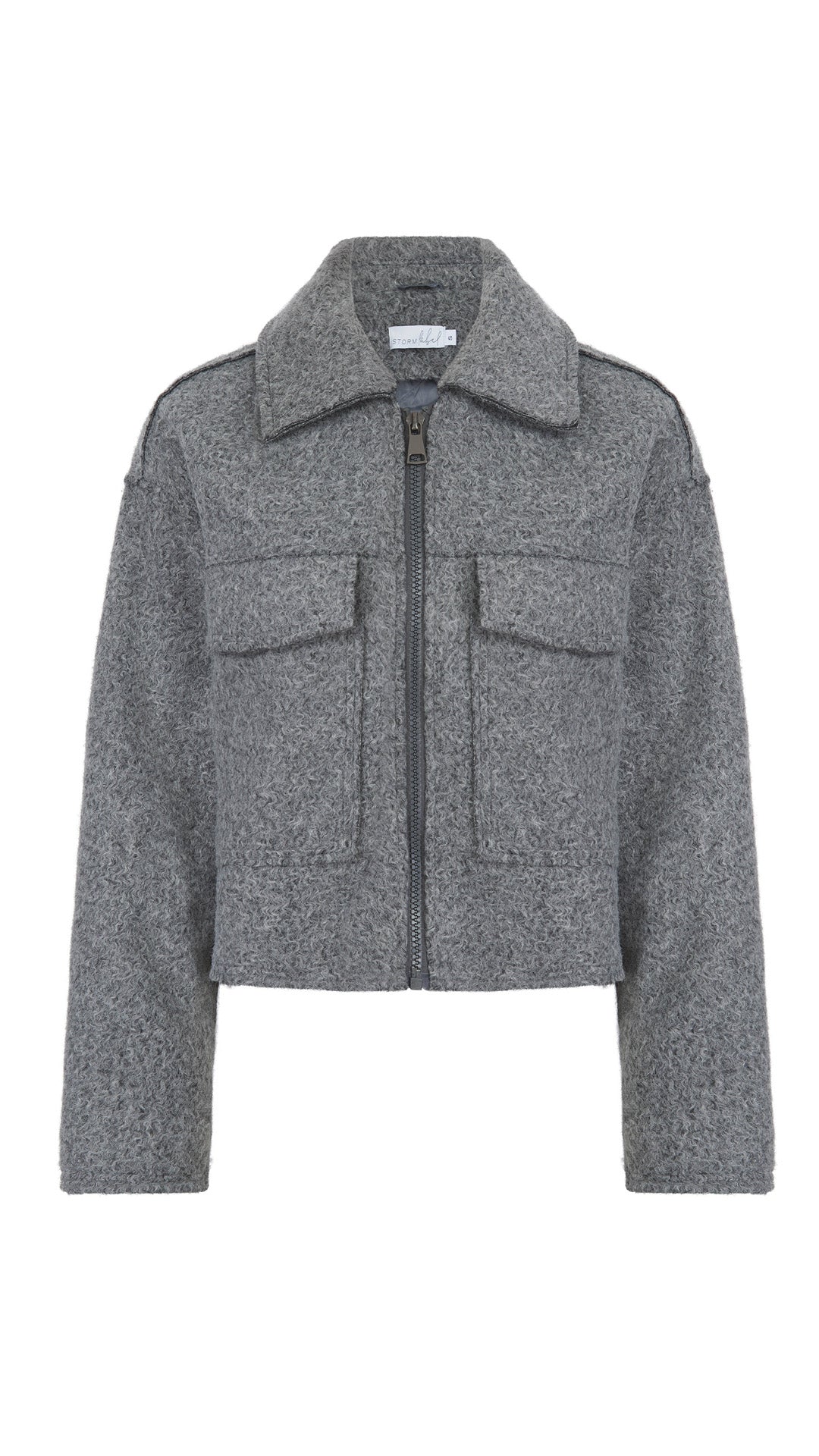 Smokey Grey Zip Up Box Jacket