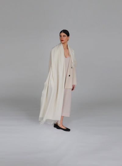 Helena Cashmere Shawl - Blanc