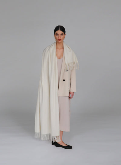 Helena Cashmere Shawl - Blanc