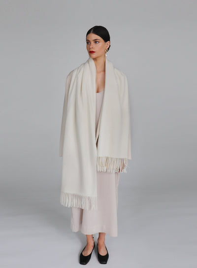 Helena Cashmere Shawl - Blanc