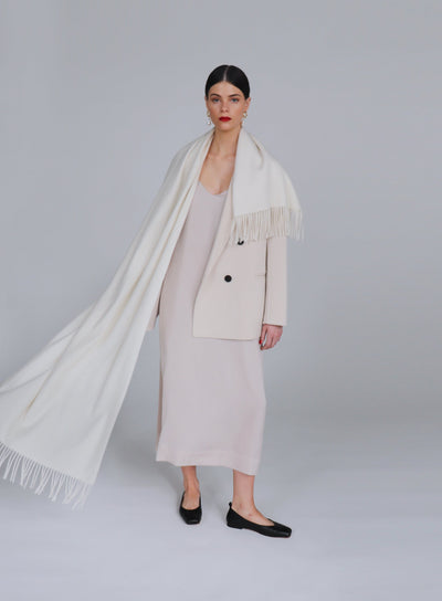 Helena Cashmere Shawl - Blanc