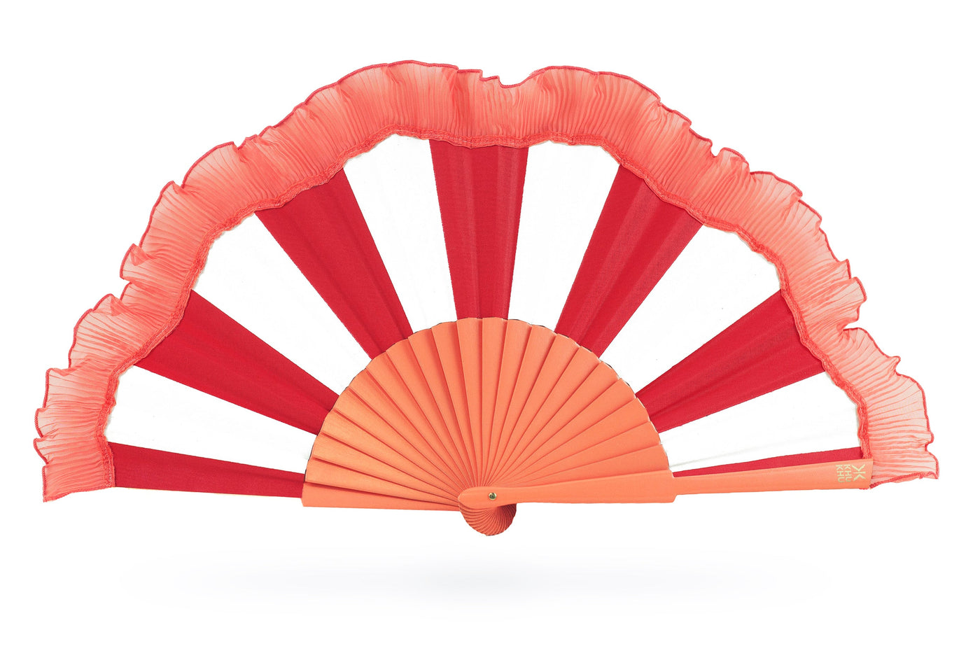 Khu Khu Napoli Red Hand-fan, from the Il Parasole Hand-fan Collection - Simply frilling hand-fans to celebrate La Dolce Vita