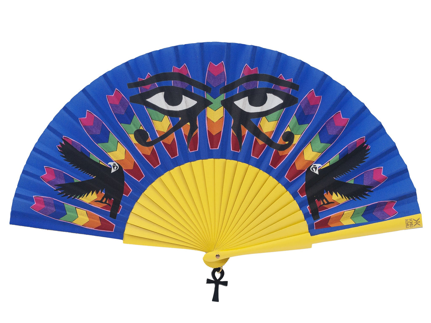 Khu Khu Rainbow Ra Hand-fan, from the Breath of Life Hand-fan Collection - Magical, ancient-Egyptian inspired hand-fans