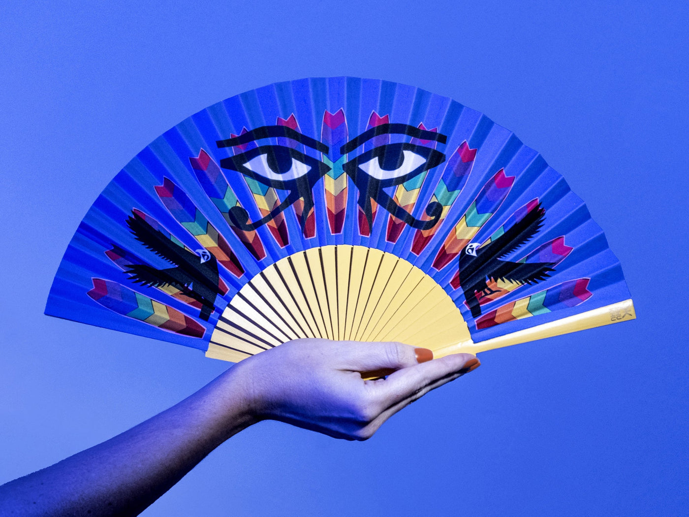 Khu Khu Rainbow Ra Hand-fan, from the Breath of Life Hand-fan Collection - Magical, ancient-Egyptian inspired hand-fans