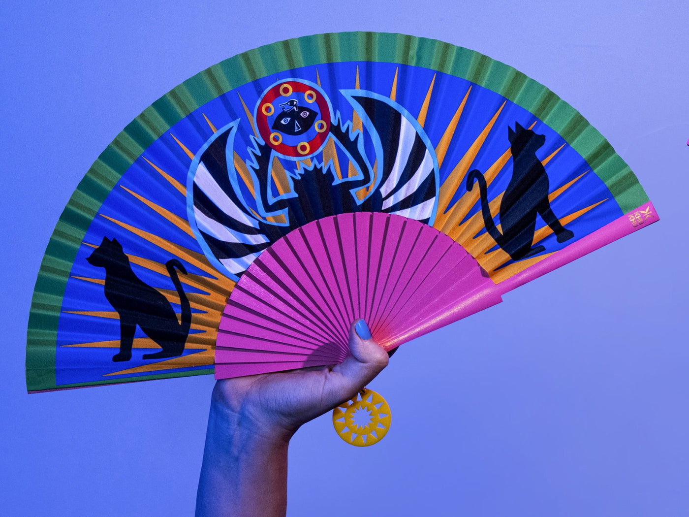 Khu Khu Rising Sun Hand-fan, from the Breath of Life Hand-fan Collection - Magical, ancient-Egyptian inspired hand-fans