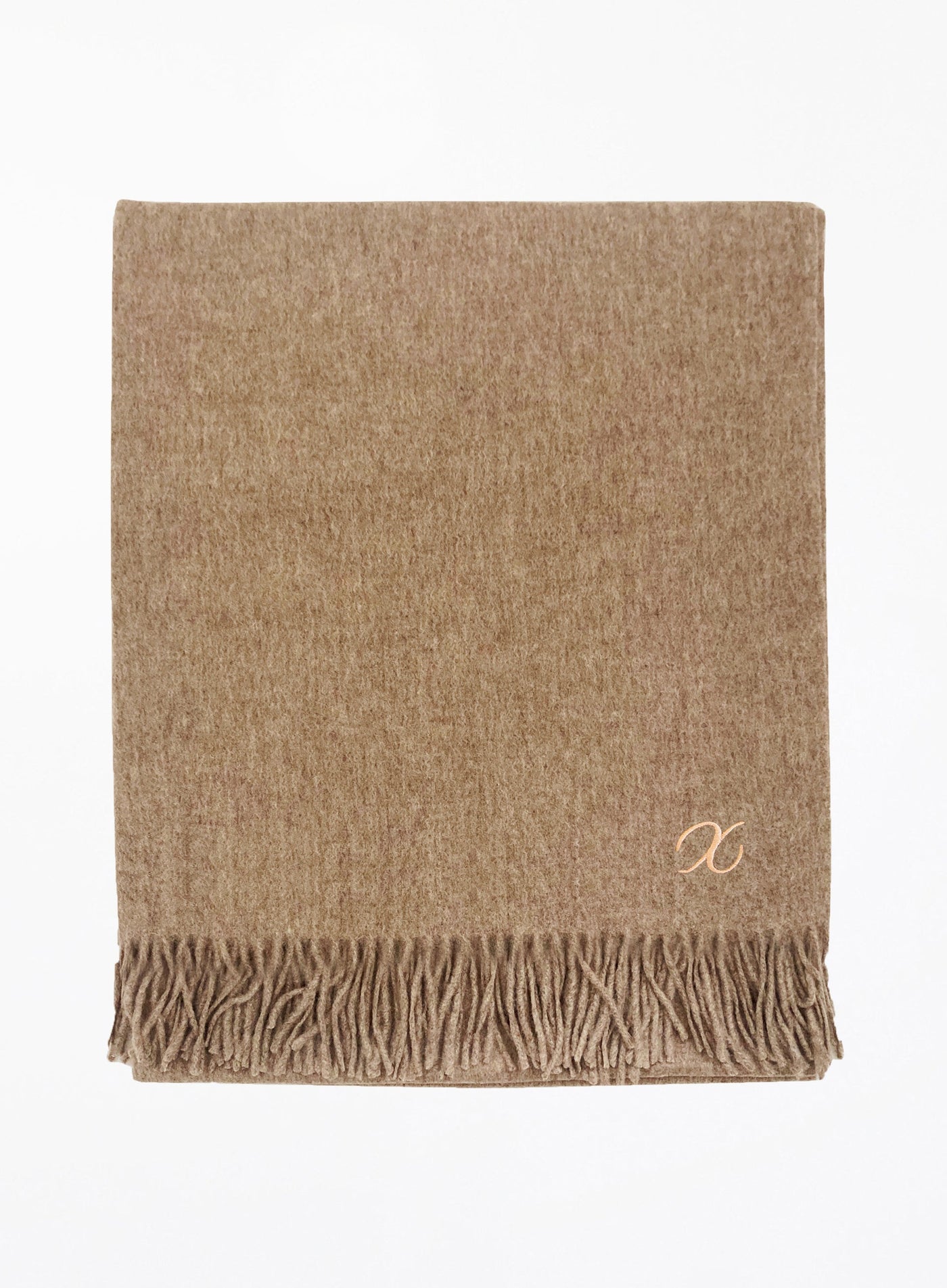 Serene Lambswool Shawl - Sand with Custom Monogram