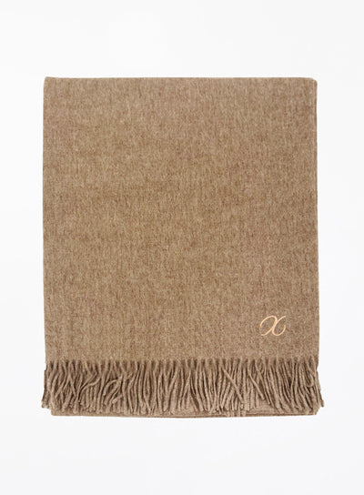 Serene Lambswool Shawl - Sand with Custom Monogram