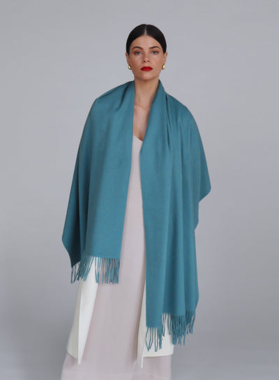 Serene Lambswool Shawl - Aqua