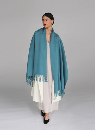 Serene Lambswool Shawl - Aqua