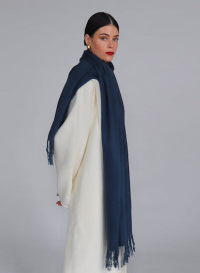 Serene Lambswool Shawl - Denim