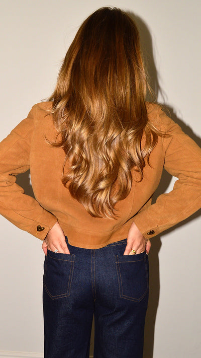 Tan Suede Heart Button Jacket