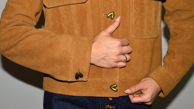 Tan Suede Heart Button Jacket