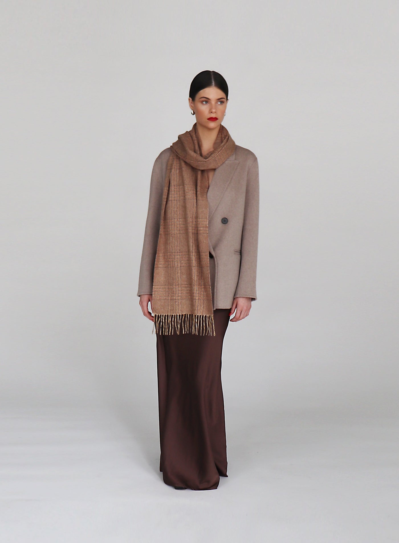 Terez Cashmere Checked Scarf - Braun