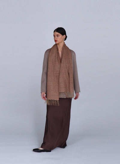 Terez Cashmere Checked Scarf - Braun