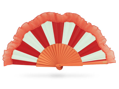 Khu Khu Napoli Red Hand-fan, from the Il Parasole Hand-fan Collection - Simply frilling hand-fans to celebrate La Dolce Vita