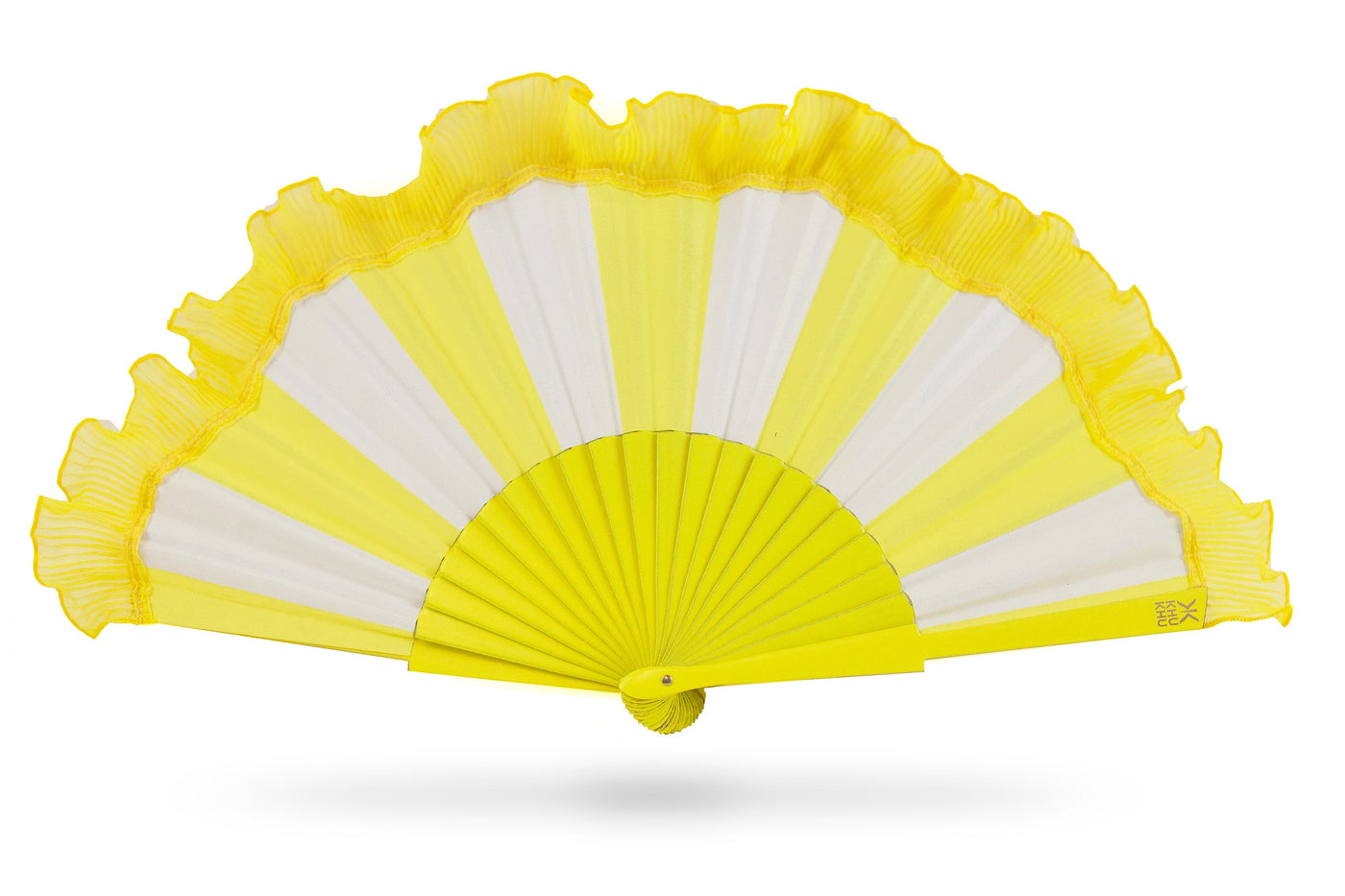 Khu Khu Tuscan Yellow Hand-fan, from the Il Parasole Hand-fan Collection - Simply frilling hand-fans to celebrate La Dolce Vita