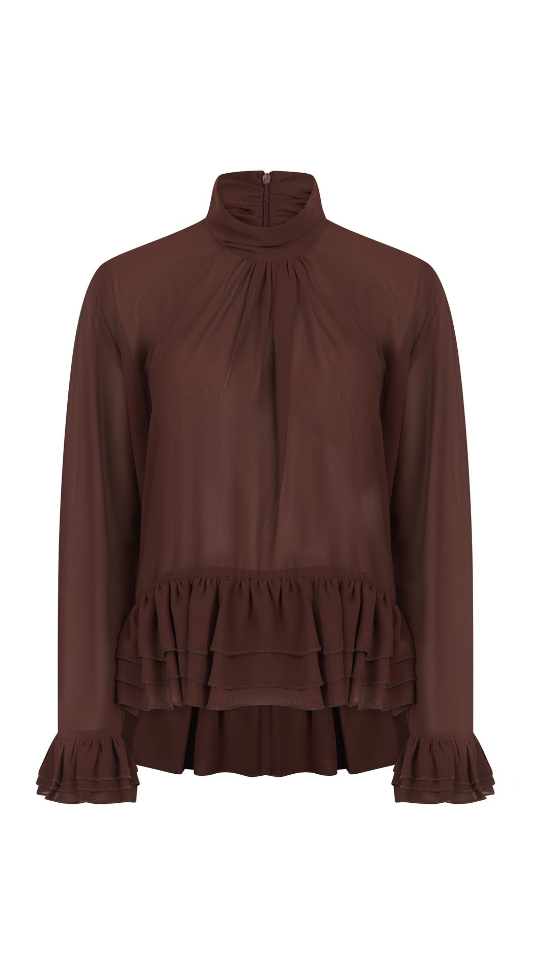 Burnt Rosewood Ruffle Blouse