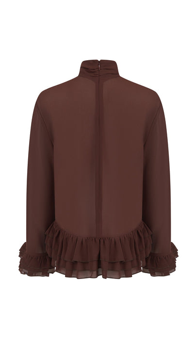 Burnt Rosewood Ruffle Blouse