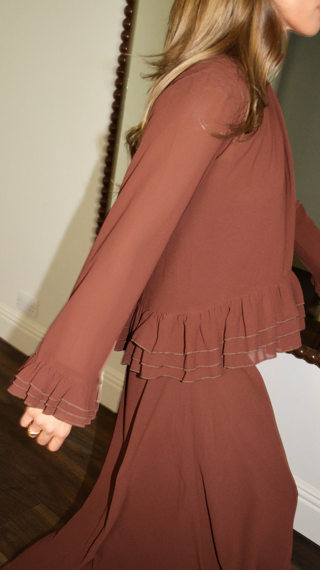 Burnt Rosewood Ruffle Blouse