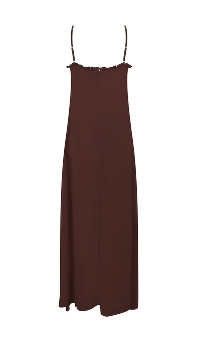 Burnt Rosewood Ruffle Slip Dress