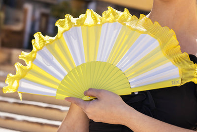 Khu Khu Tuscan Yellow Hand-fan, from the Il Parasole Hand-fan Collection - Simply frilling hand-fans to celebrate La Dolce Vita