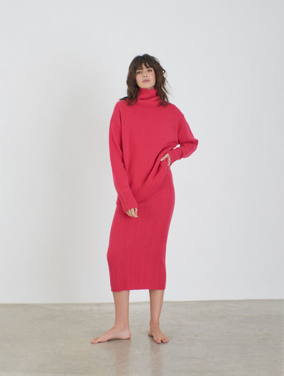 Cashmere knitted turtleneck sweater Pink