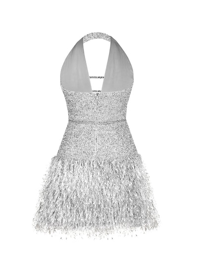 AMINA Silver Sparkling Dress