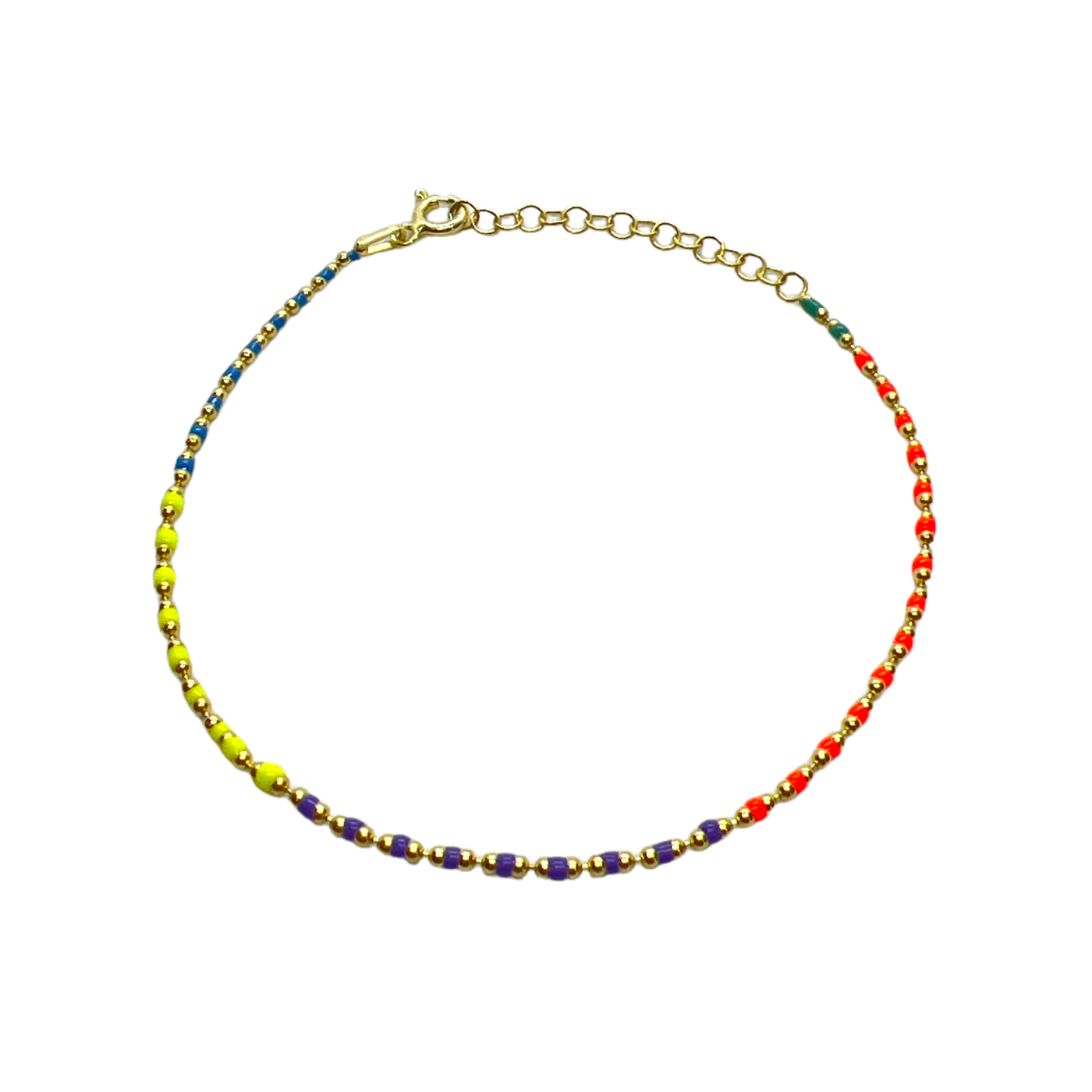 Sterling Silver Enamel Mine Beaded Colourful Rainbow Bracelet