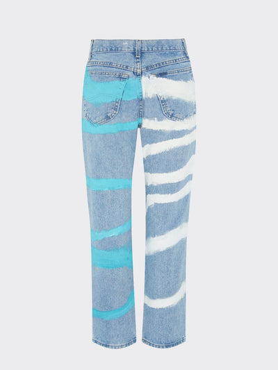 High Waisted Recycled Block Print Jeans