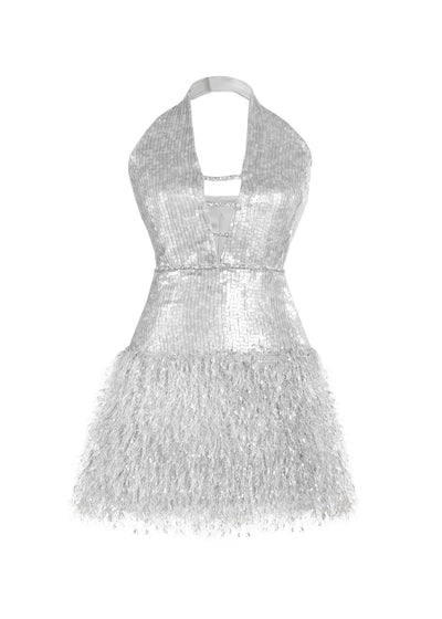 Erin Silver Embellished Mini Dress