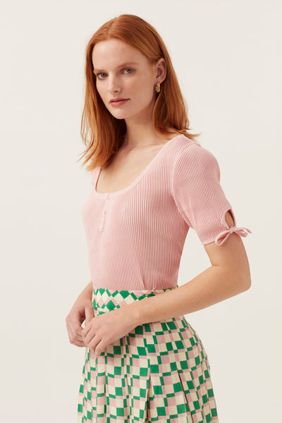 Pink/Green  Checkerboard Midi Skirt