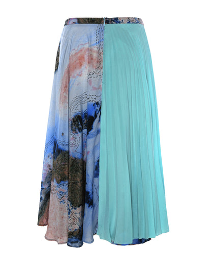 Silk Crepe Pleated Sunray Skirt in Prints