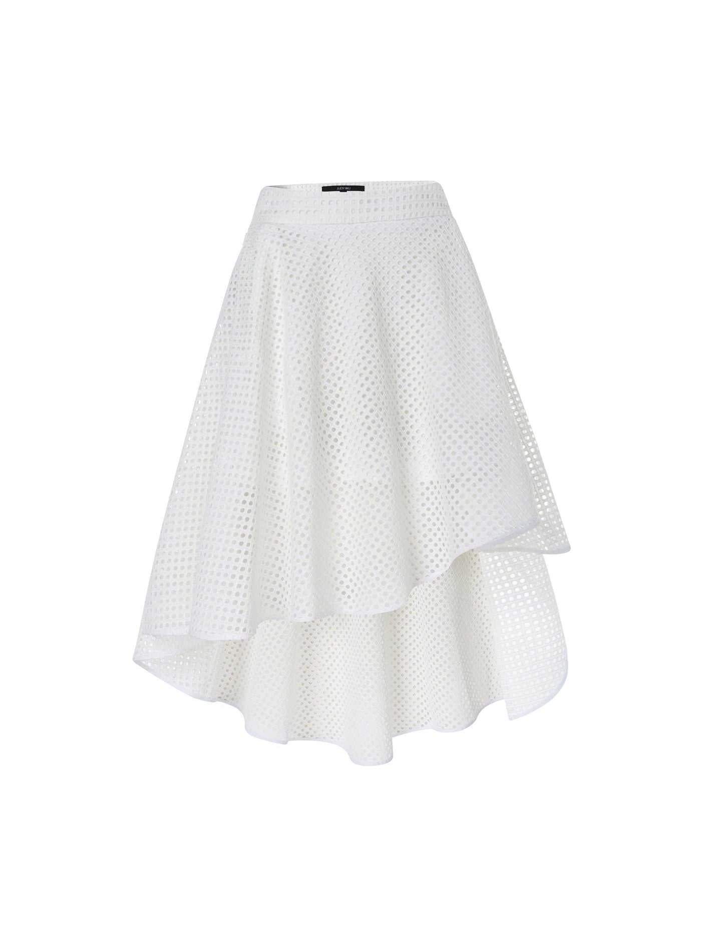 Broderie Anglaise Mini High Low Skirt in White
