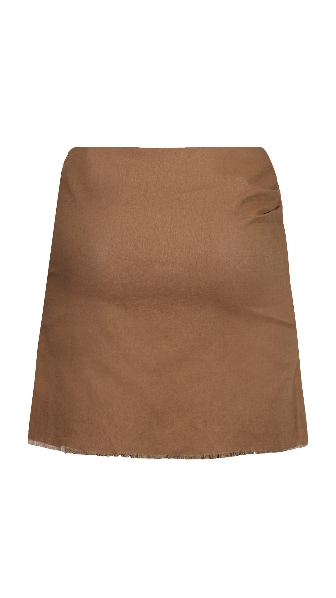 Osiris Walnut Asymmetric Linen Mini-Skirt