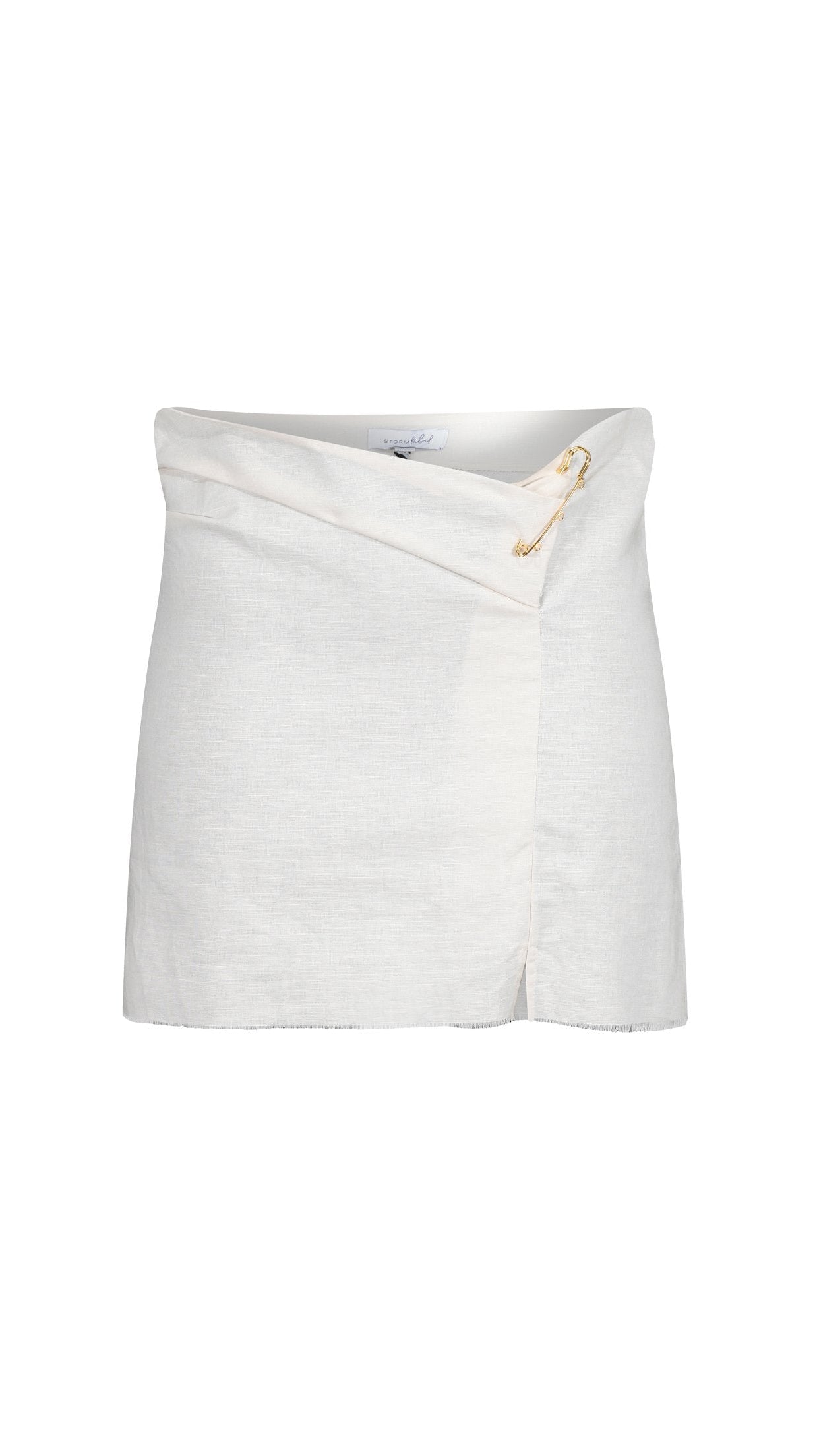Osiris Sand Asymmetric Linen Mini-Skirt