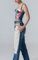 Upcycled denim corset top