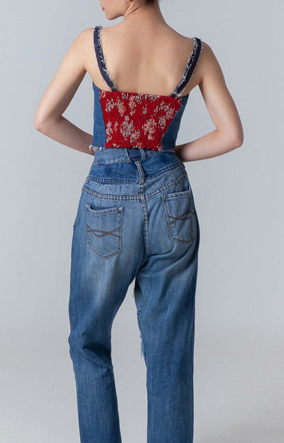 Upcycled denim corset top