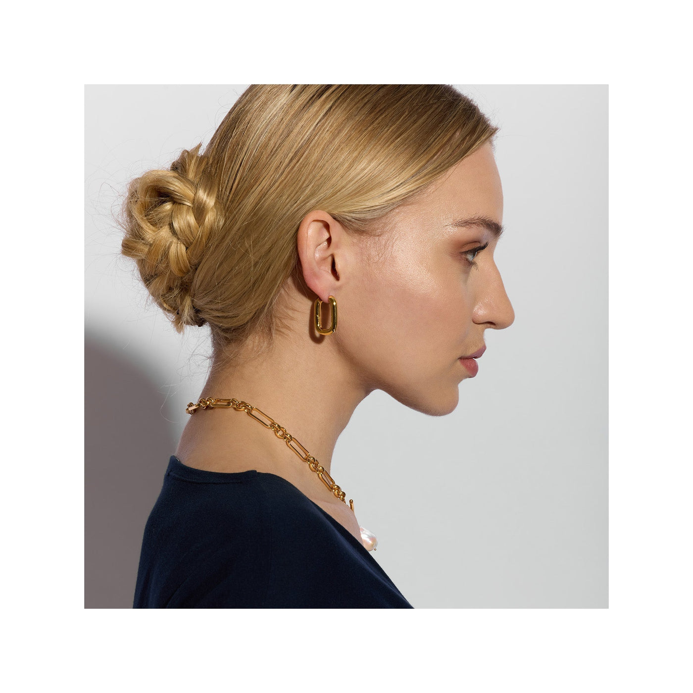 Bella Chunky Rectangular Gold Earrings