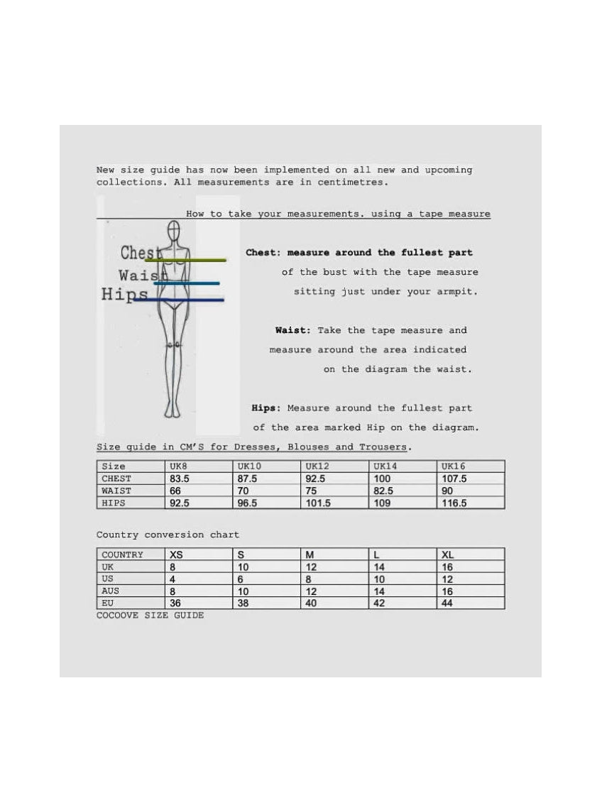 Cocoove size guide