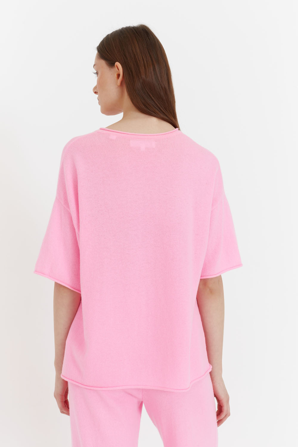 Bubblegum Wool-Cashmere Boxy T-Shirt
