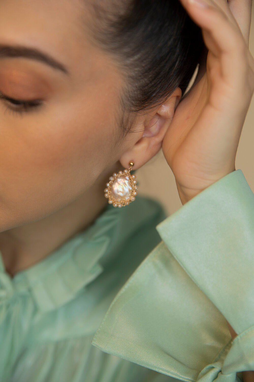 Pink Mini Polka Recycled 14k Gold-filled Freshwater Baroque Pearl Earrings