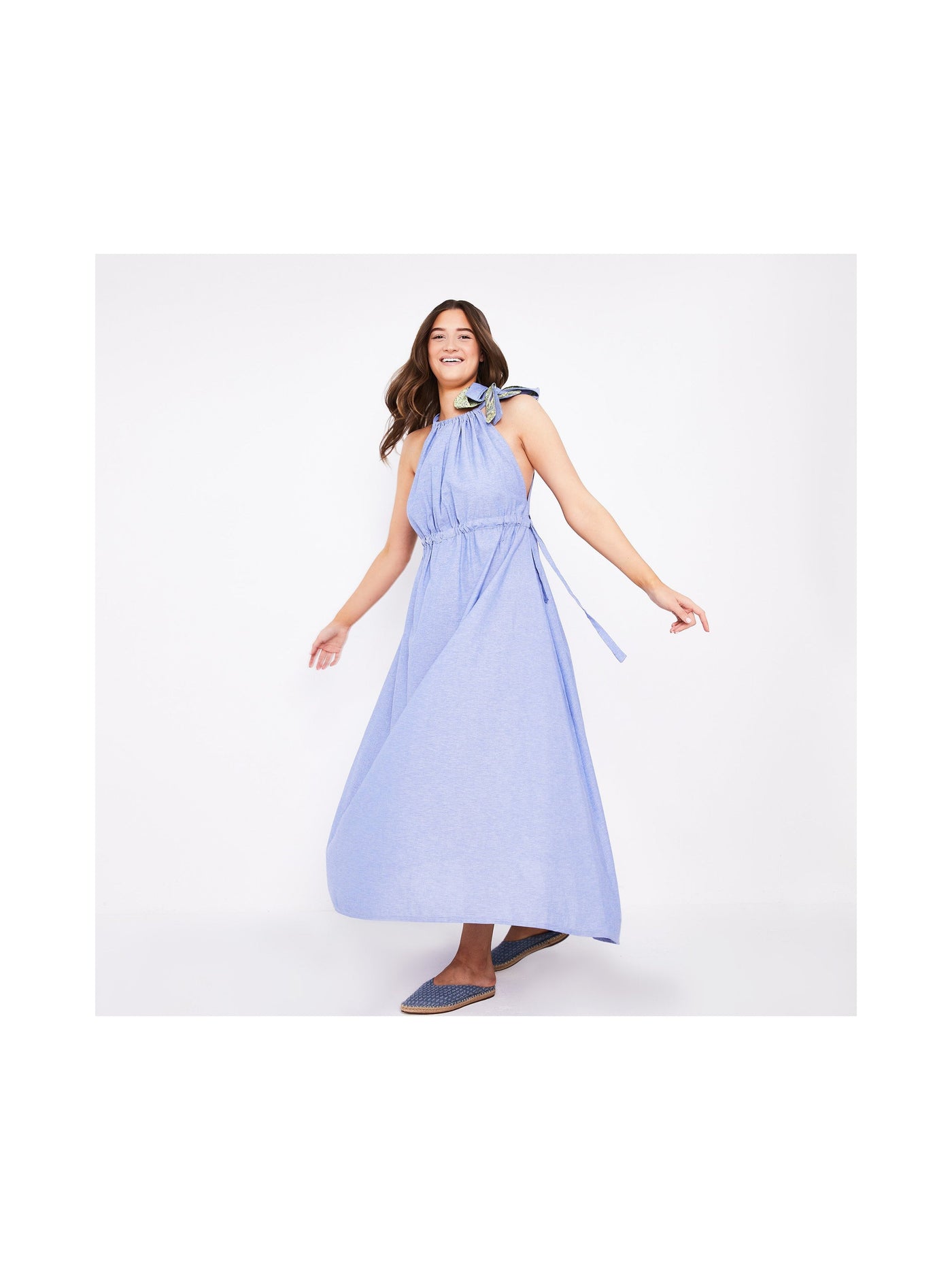 Cotton maxi dress in blue