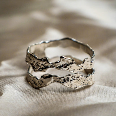 Double Lava Ring - Silver