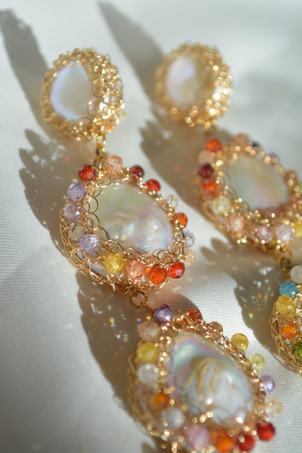 Iris Polka 14k Recycled Gold-filled Baroque Freshwater Pearl Long Drop Earrings