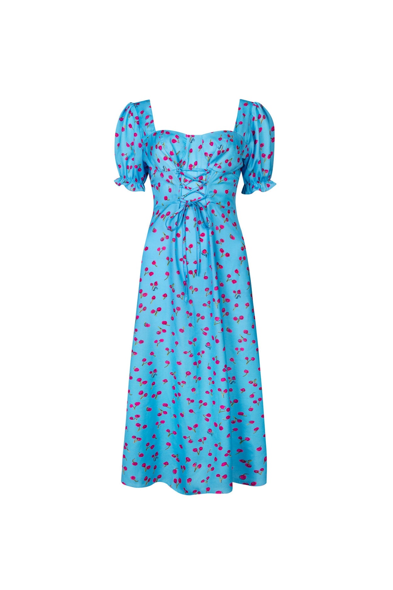 Flo Milkmaid Midi Dress - Blue Cherry