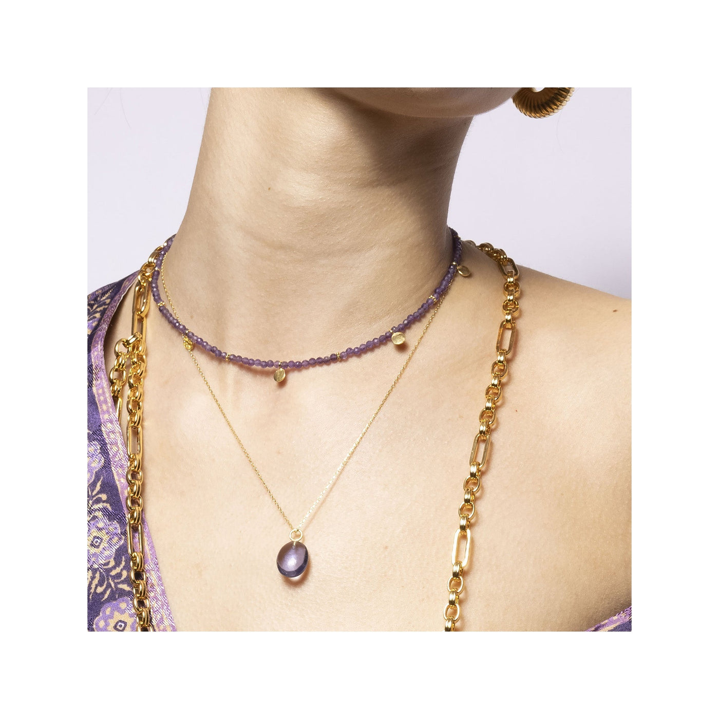 Eden Gold Chain Necklace with Amethyst Pendant