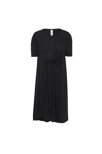 The Asmuss Asymmetric Pleat Dress in Black.  Look stylish while being functional and comfortable