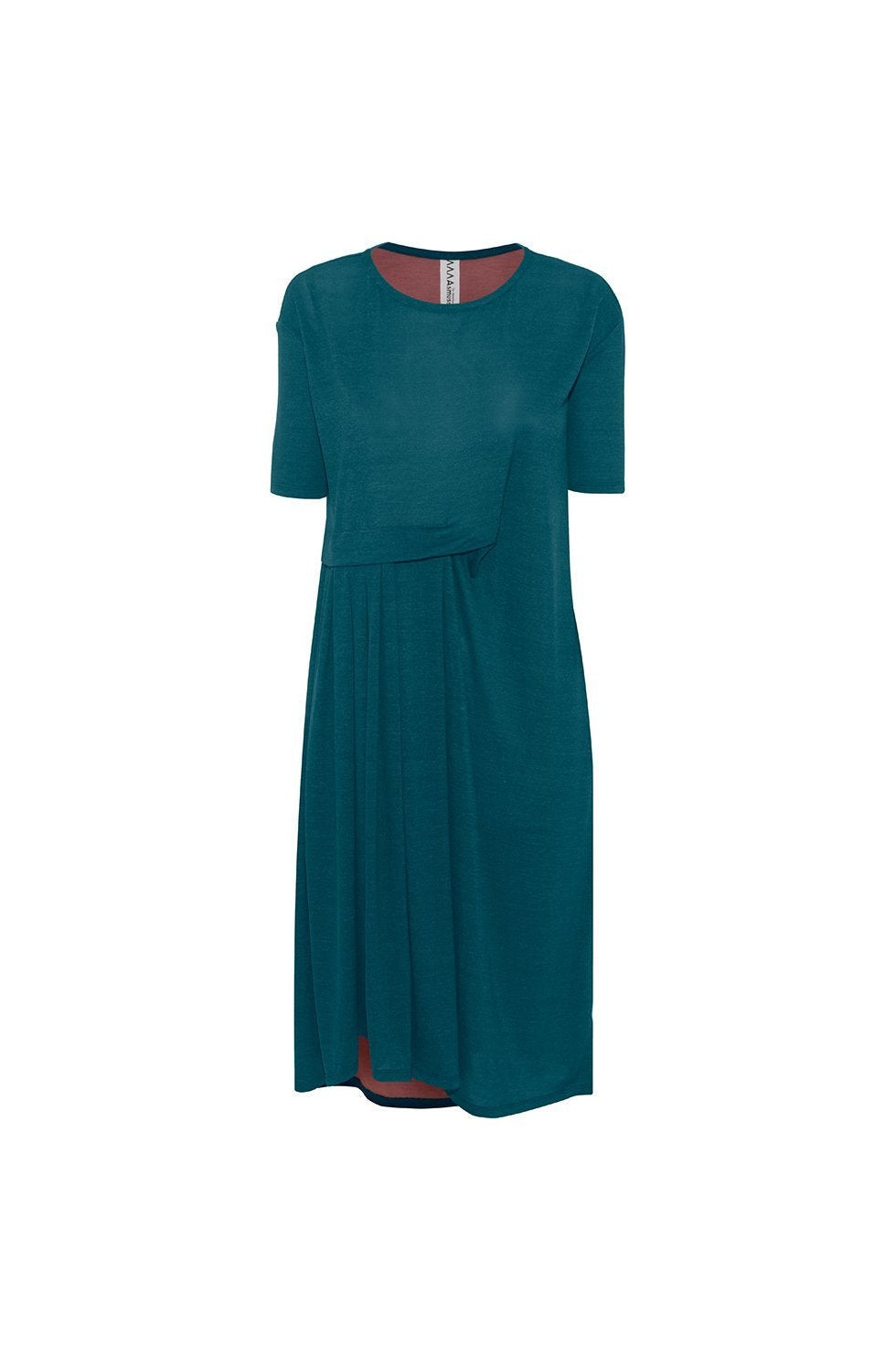 The Asmuss Asymmetric Pleat Dress in Pine Green.  Wear it in the office, outdoors or where ever you travel to