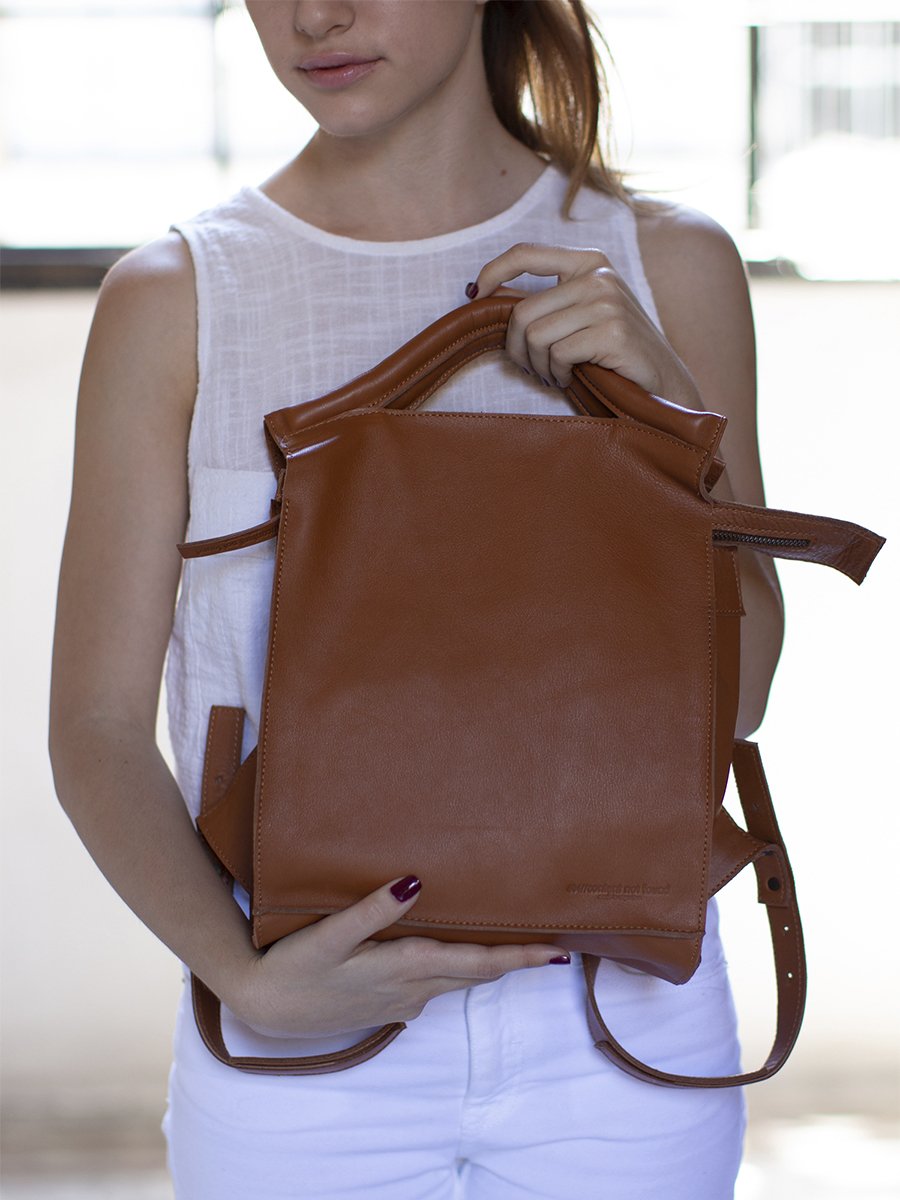 vegetable tanned leather designer backpack made in Argentina
